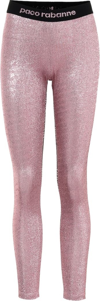 Paco Rabanne Metallic stretch-jersey leggings