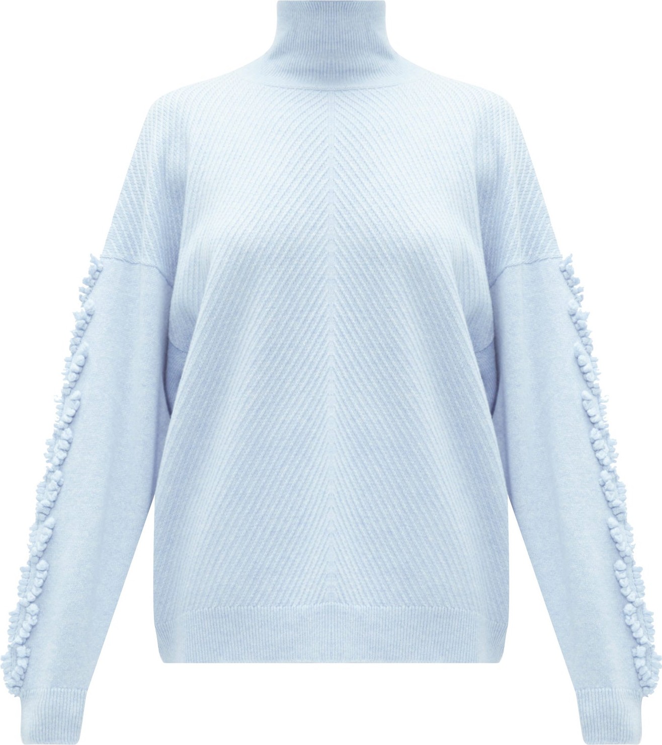 Barrie High-neck embroidered-sleeve cashmere sweater