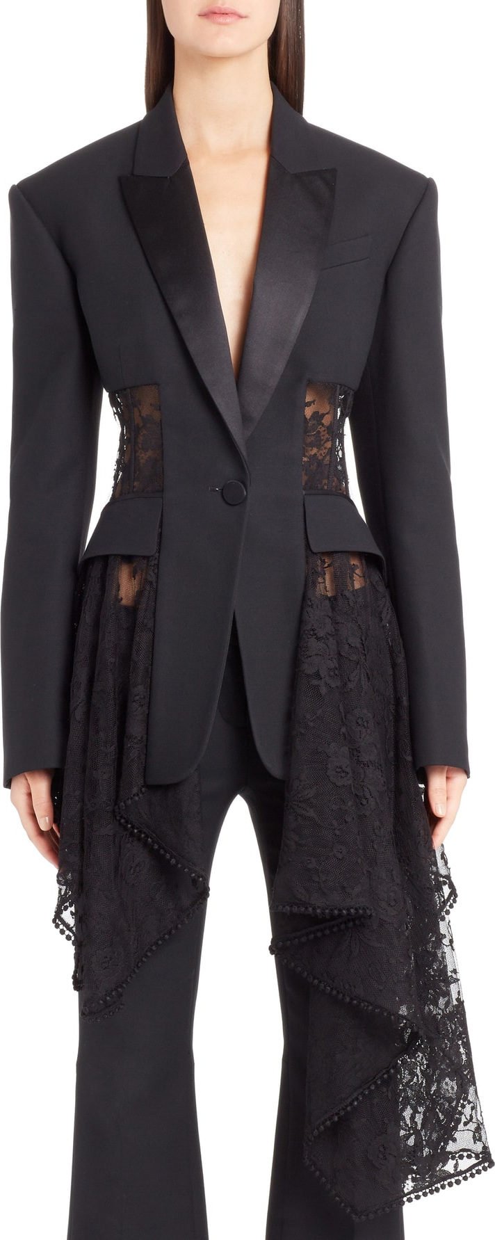 Alexander McQueen Lace Drape Corset Jacket