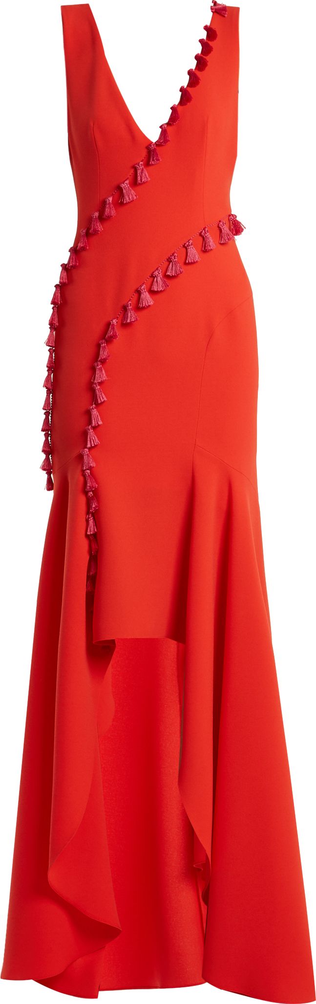 Galvan Cuzco tassel-embellished V-neck gown