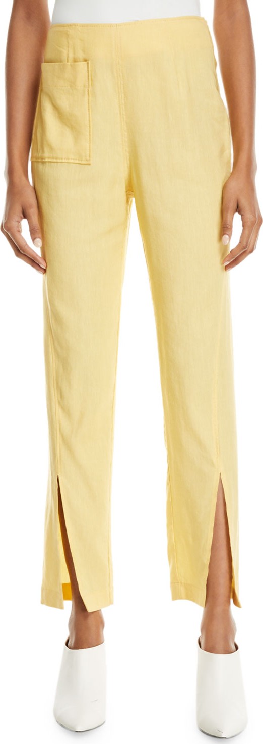 Rejina Pyo Miller Slim Slit-Front Linen Trousers
