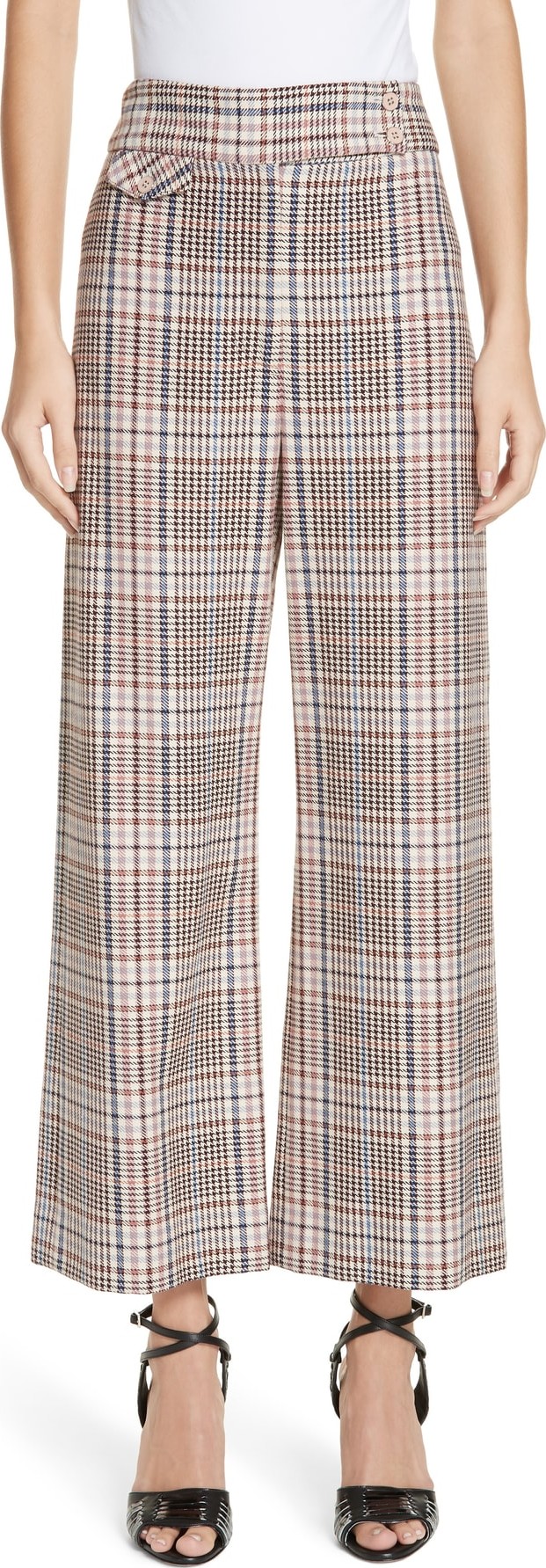 Veronica Beard Madero Plaid Wide Leg Pants