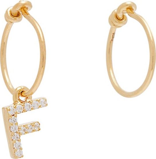 Theodora Warre Mismatched F-charm gold-plated hoop earrings