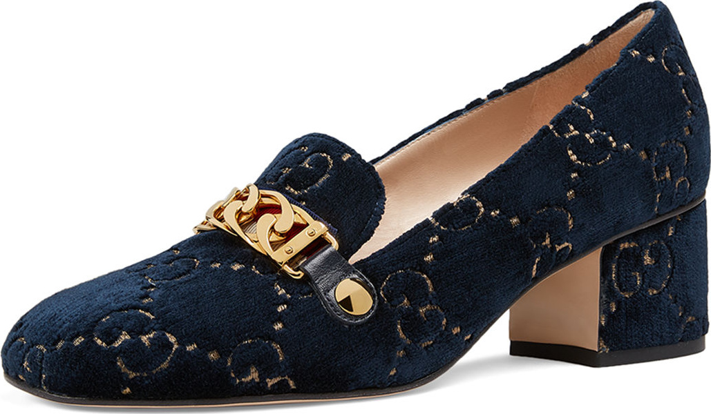 Gucci Sylvie GG Supreme Velvet Loafer