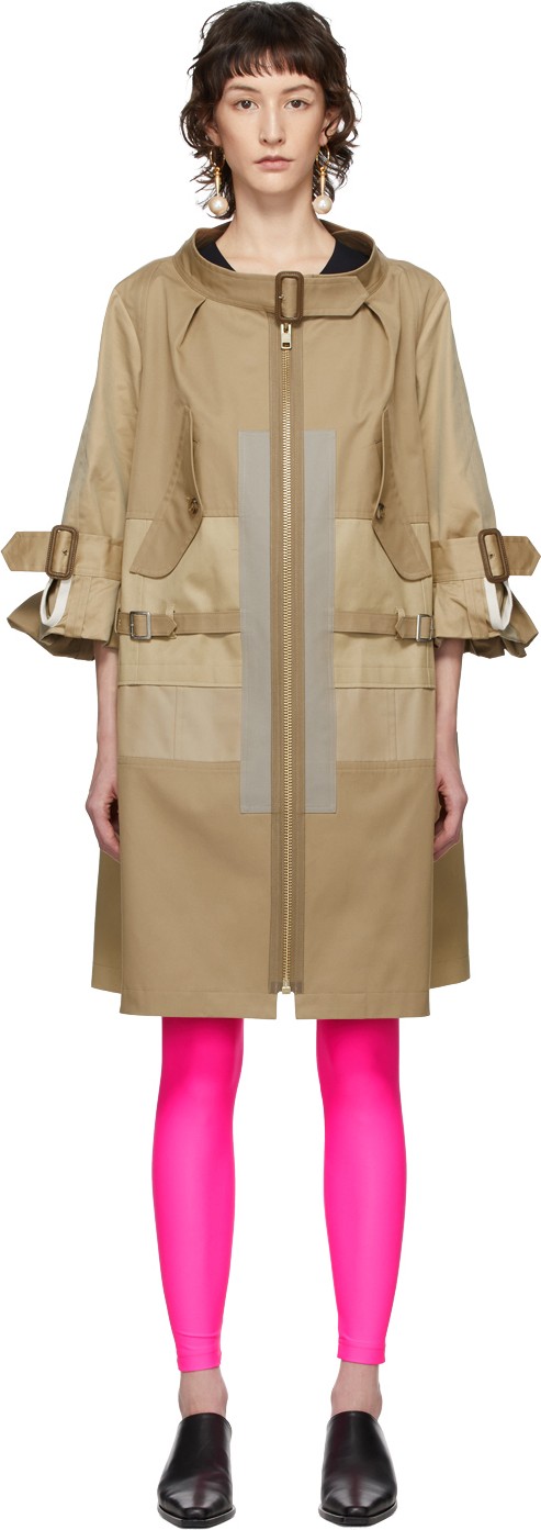 Junya Watanabe Beige Open Neck Trench Coat