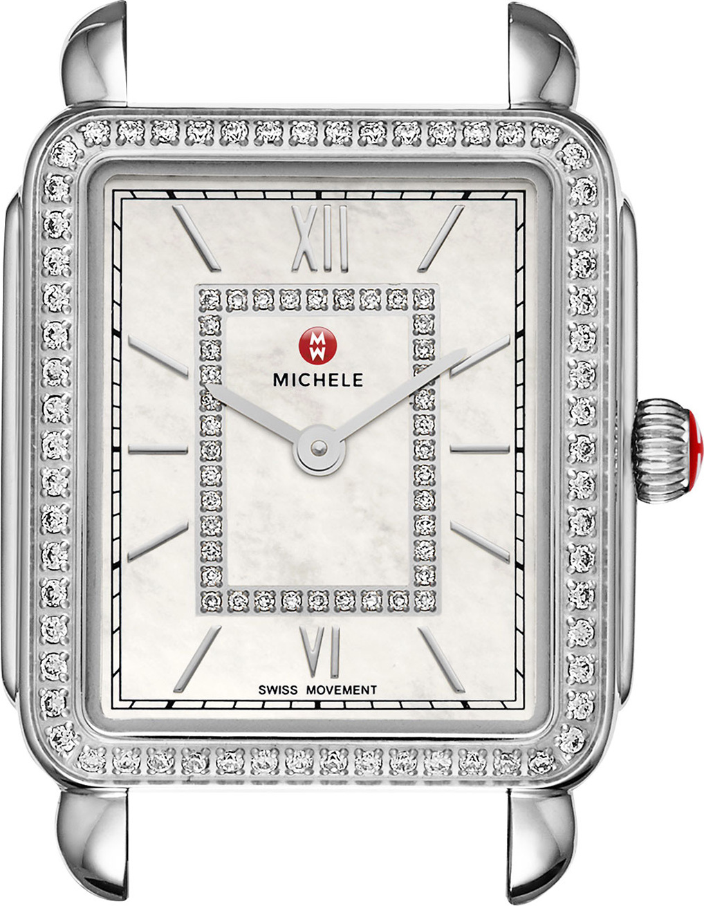 MICHELE 18mm Deco II Diamond Watch Head, Silver