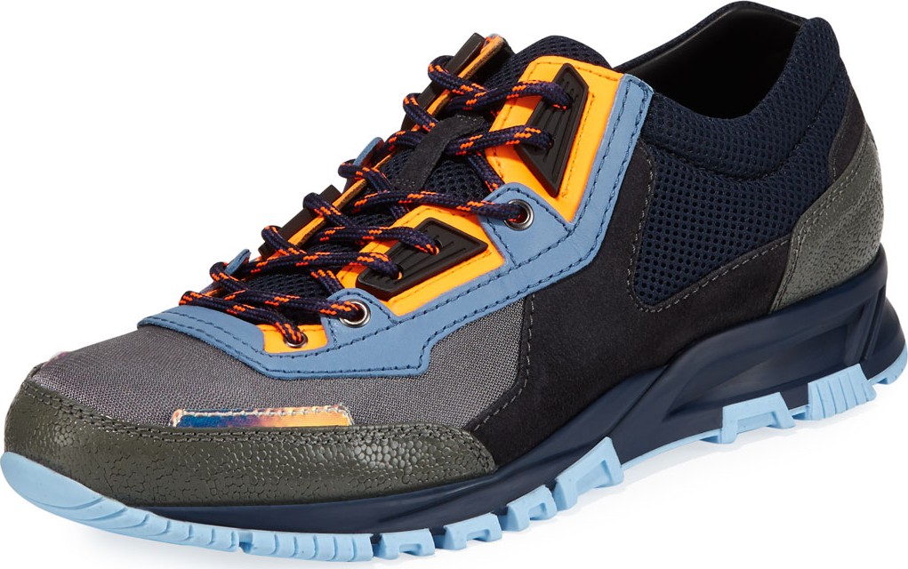 Lanvin Men's Colorblock Mesh Trainer Sneakers