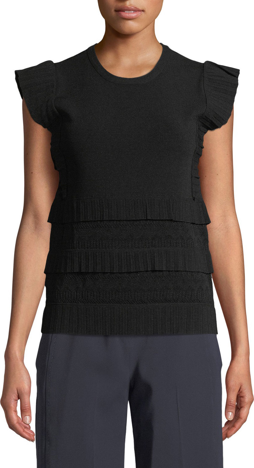 Carven Tiered Ruffle Crewneck Tank
