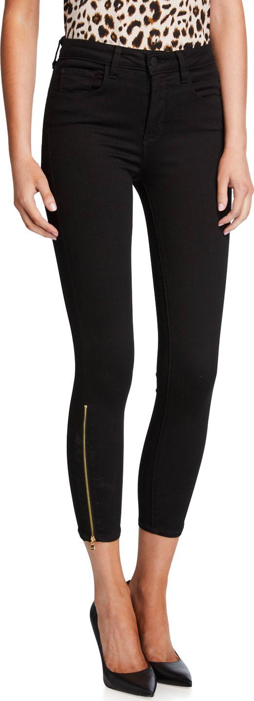 L'AGENCE Sabine High-Rise Skinny Jeans with Zippers