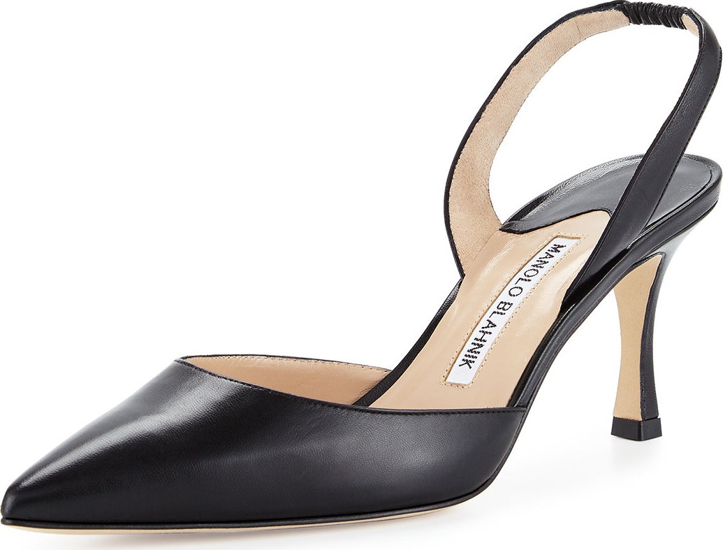 Manolo Blahnik Carolyne Leather Mid-Heel 70mm Halter Pump