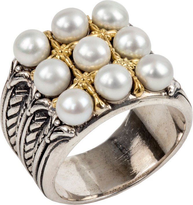 Konstantino Thalia Multi-Pearl Grid Ring, Size 7