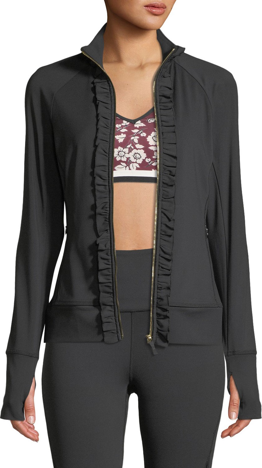 Kate Spade New York ruffle zip-front active jacket