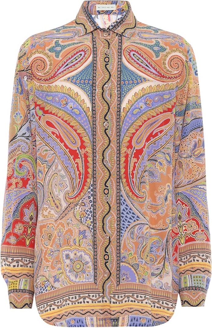 Etro Printed silk-crêpe shirt