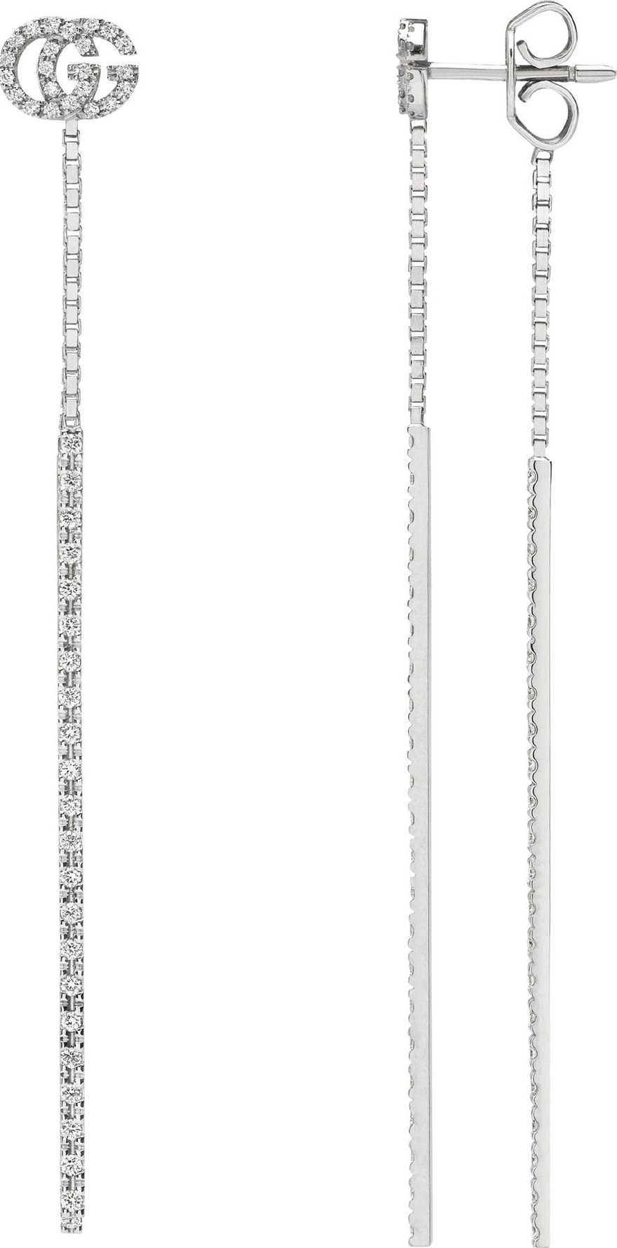 Gucci Double-G Diamond Pendant Drop Earrings