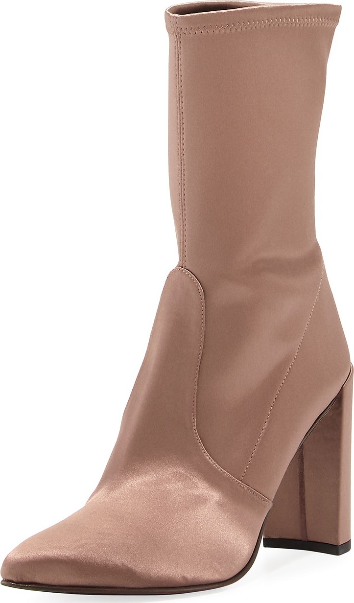 Stuart Weitzman Clinger Stretch-Satin Mid-Calf Boot