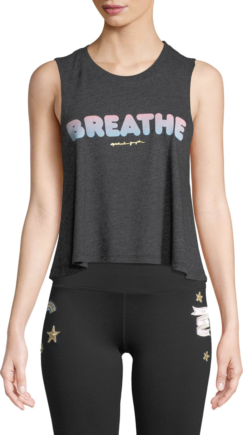 Spiritual Gangster Breathe Cropped Graphic Muscle Tank