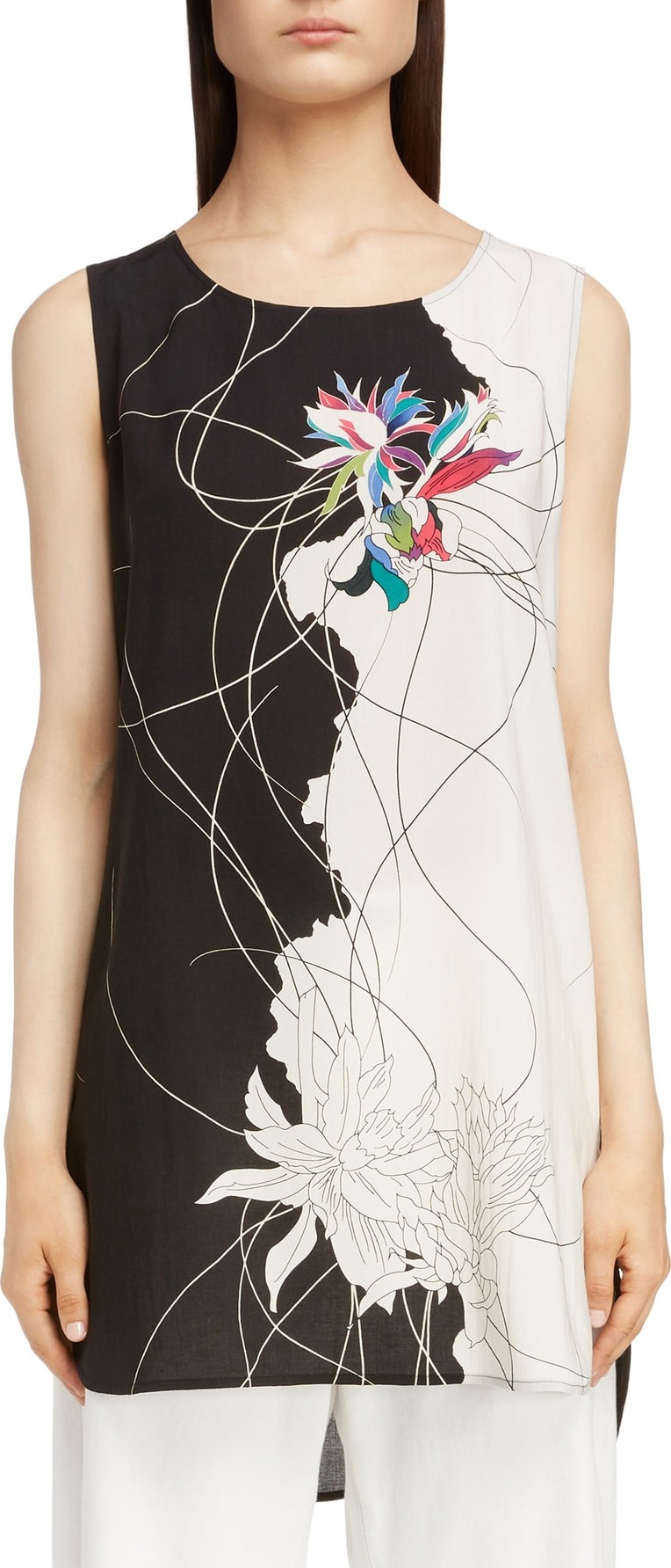 Y's By Yohji Yamamoto Print Sleeveless Tunic