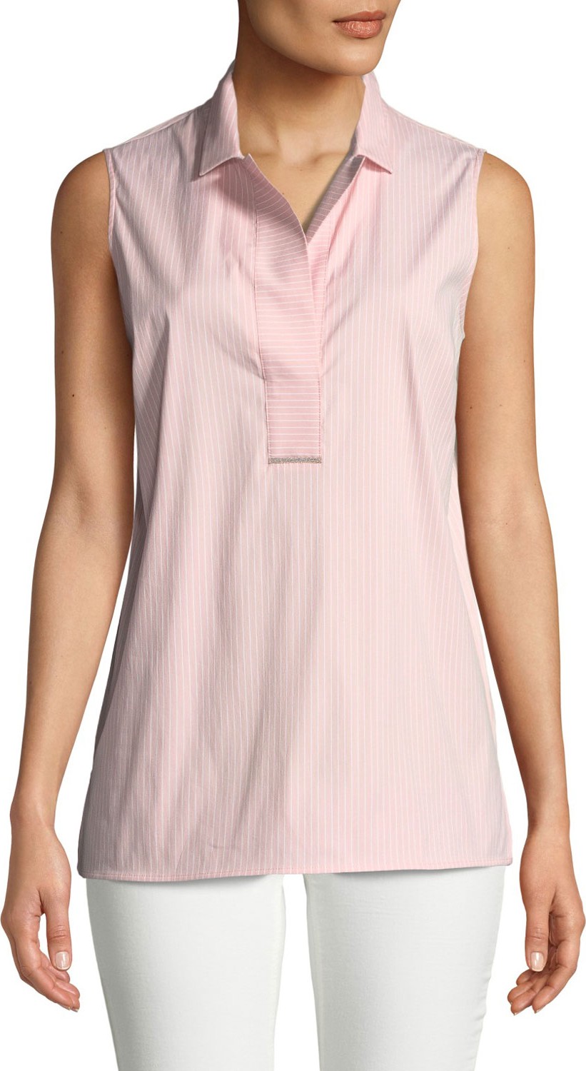 Lafayette 148 New York Kit Sleeveless Stripe Blouse