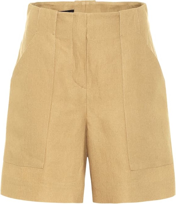 Loro Piana High-rise flax shorts