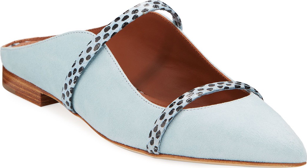 Malone Souliers Maureen Pointed-Toe Suede Mules