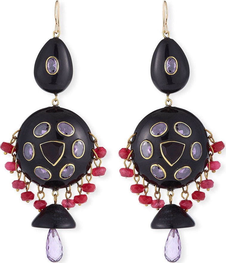 Ashley Pittman Timu Horn & Stone Dangle Earrings