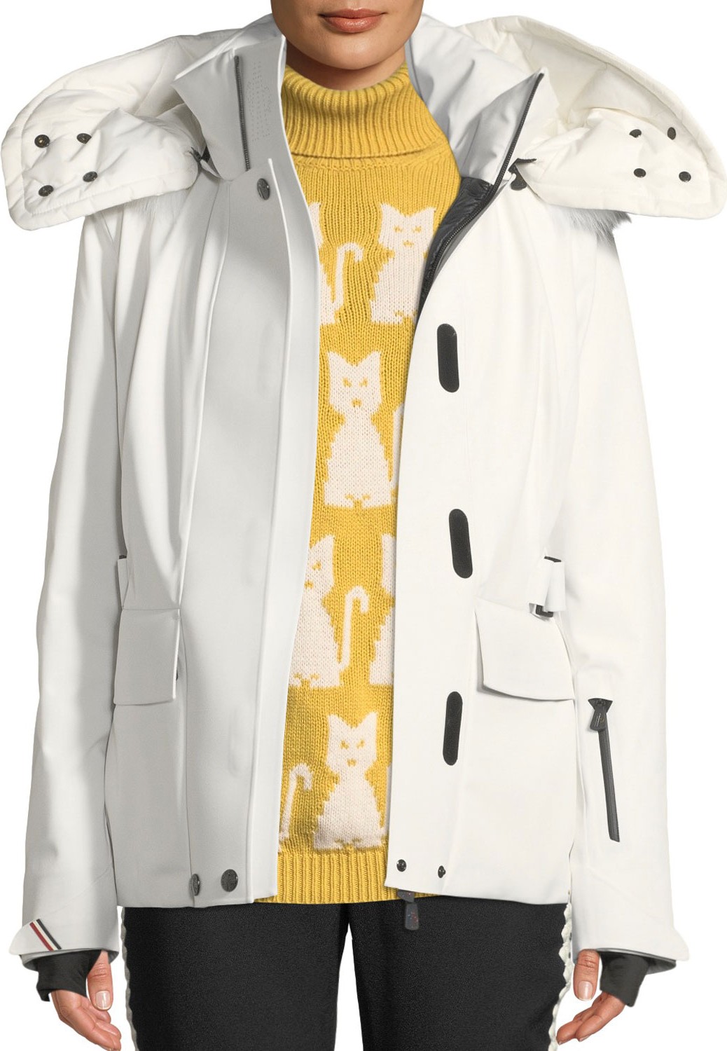 Moncler Entova Coat with Detachable Fur Hood