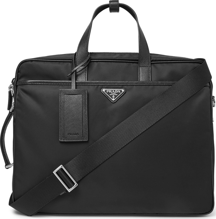 Prada Saffiano Leather-Trimmed Nylon Briefcase