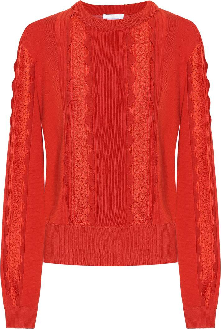 Chloe Lace-trimmed wool sweater