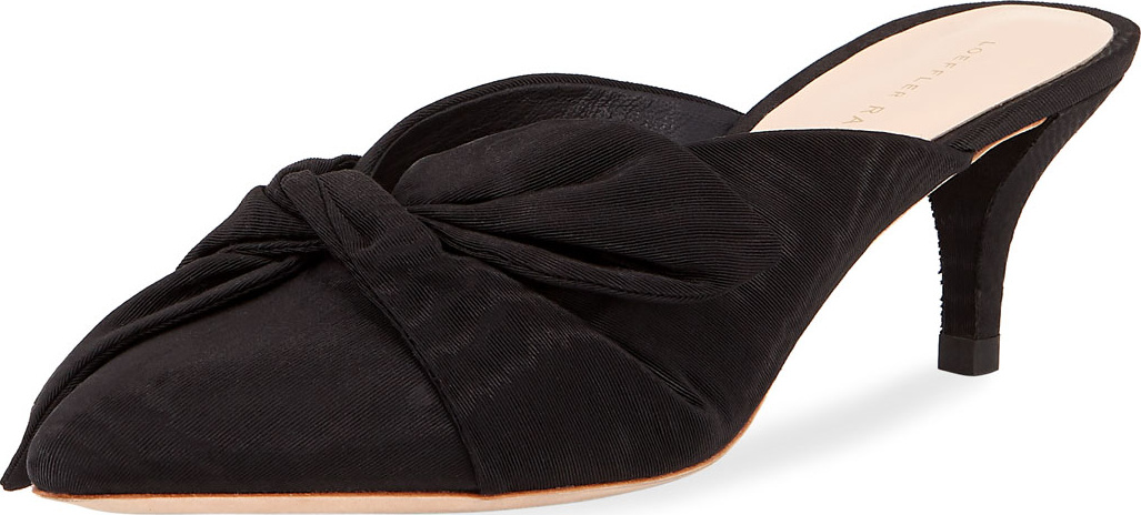 Loeffler Randall Jade Moire Kitten-Heel Mules with Bow