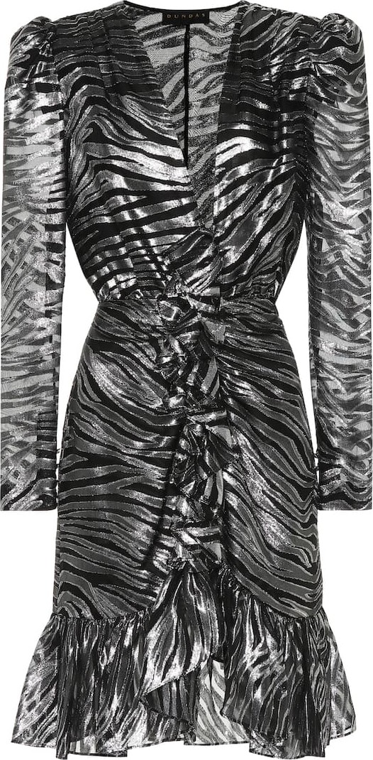 Dundas Zebra-print silk-blend minidress