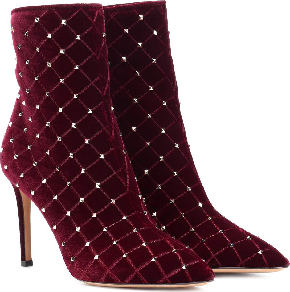 Valentino Valentino Garavani Rockstud Spike velvet ankle boots