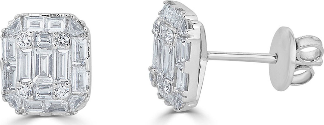 ZYDO Small 18k Mosaic Mixed-Cut Stud Earrings, 1.23tcw