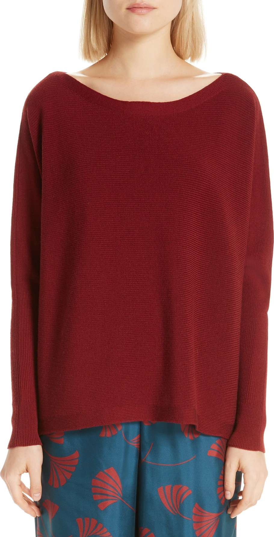 Lafayette 148 New York Ribbed Dolman Sleeve Sweater