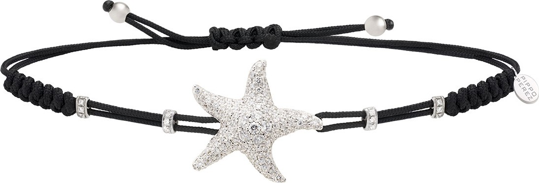 Pippo Perez 18k White Gold Diamond Star Pull-Cord Bracelet