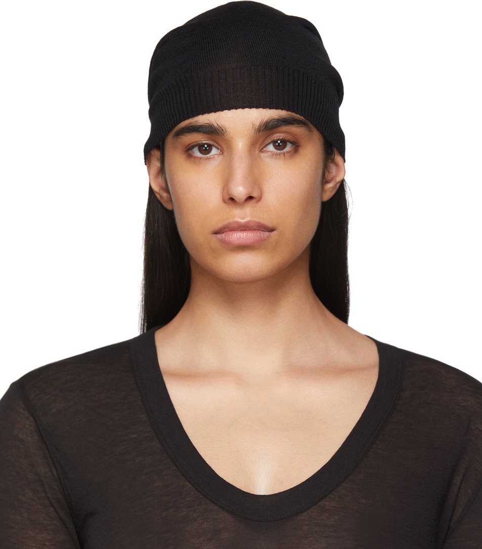 Rick Owens Black Medium Knit Beanie
