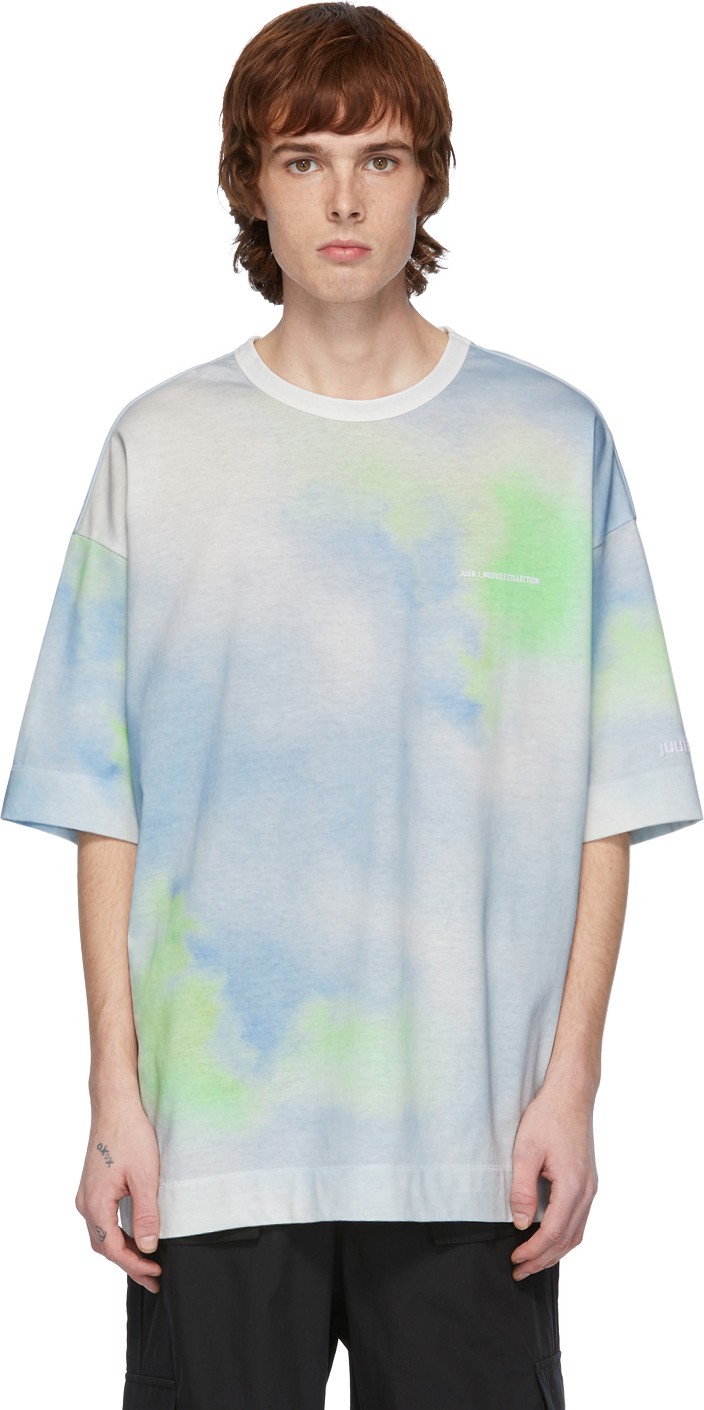 Juun.J Blue Tie-Dye Logo T-Shirt