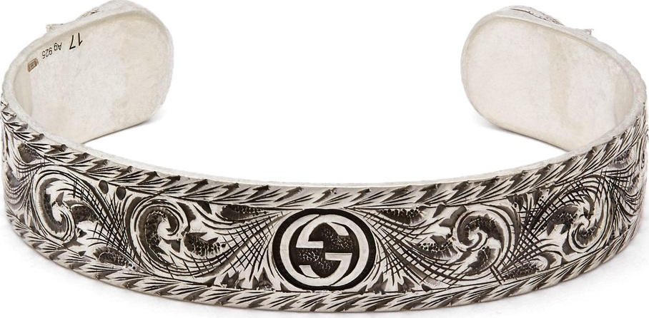 Gucci Tiger-head sterling-silver cuff bracelet