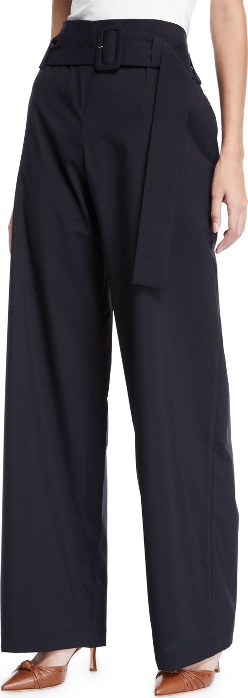 Rejina Pyo Ava Belted High-Waist Wide-Leg Trousers