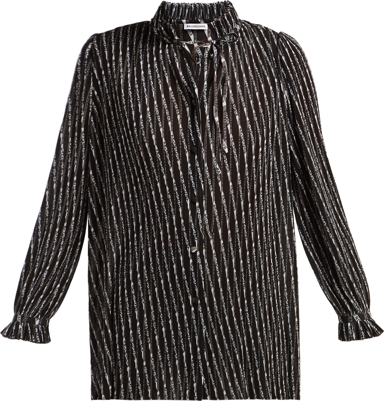 Balenciaga Ribbon-print plissé blouse