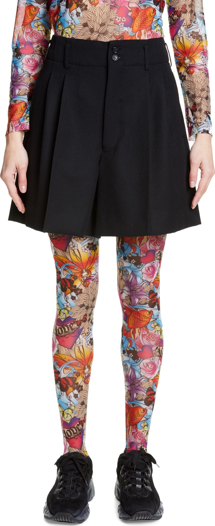 Comme Des Garcons Side Slit Wide Leg Gabardine Pants