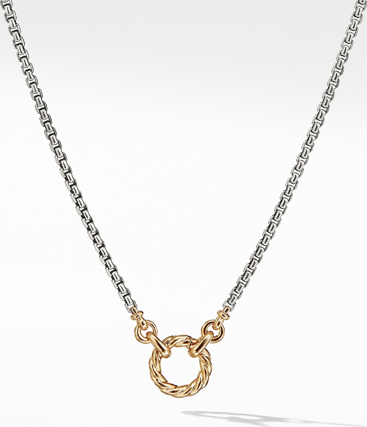 David Yurman Amulet Vehicle Box Chain Necklace with 18K Yellow Gold