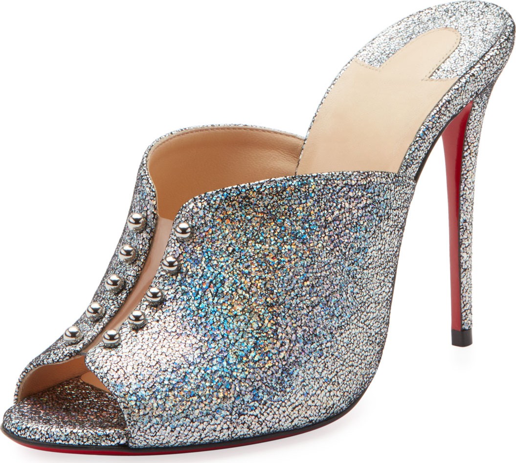 Christian Louboutin Predumule Chunky Glitter Red Sole Mules