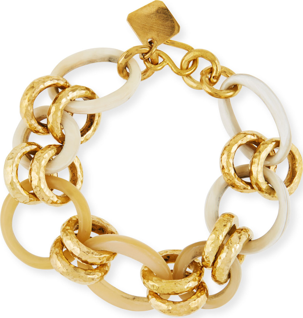 Ashley Pittman Horn & Bronze Link Chain Bracelet