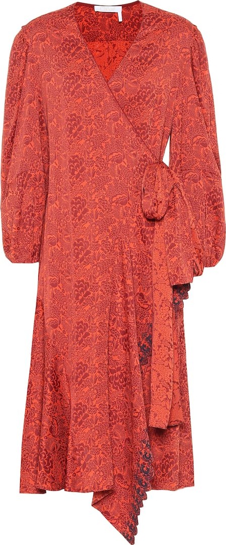 Chloe Floral jacquard wrap dress