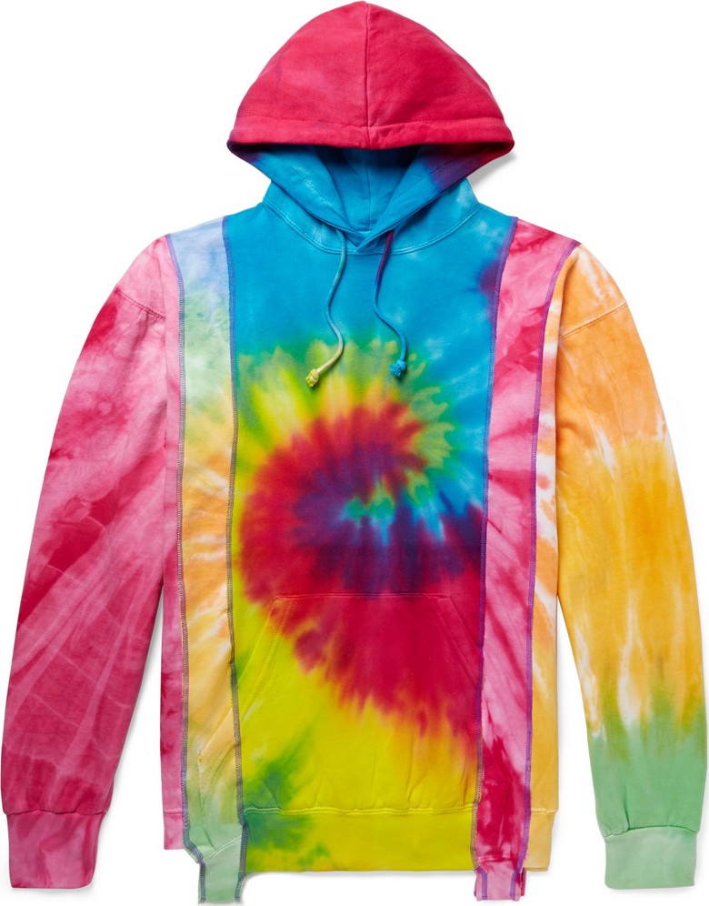 Needles Panelled Tie-Dyed Fleece-Back Cotton-Blend Jersey Sweatshirt