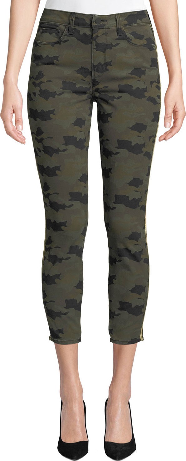 L'AGENCE Margot Cropped Camo-Print Skinny Jeans with Side-Stripes