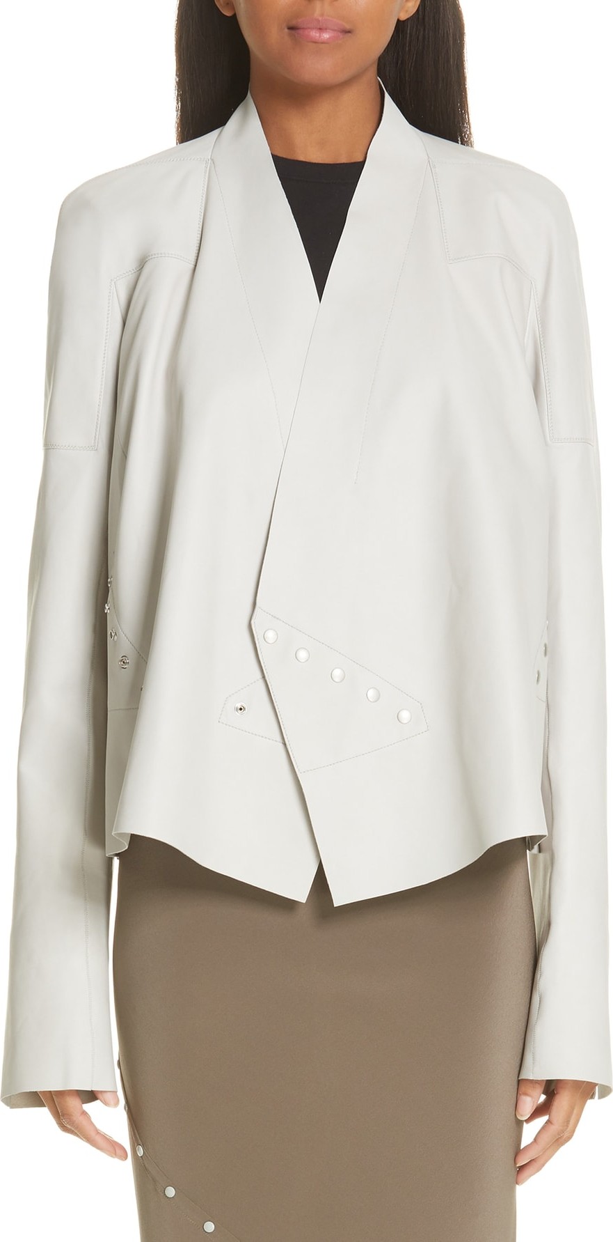 Rick Owens Snap Detail Leather Jacket