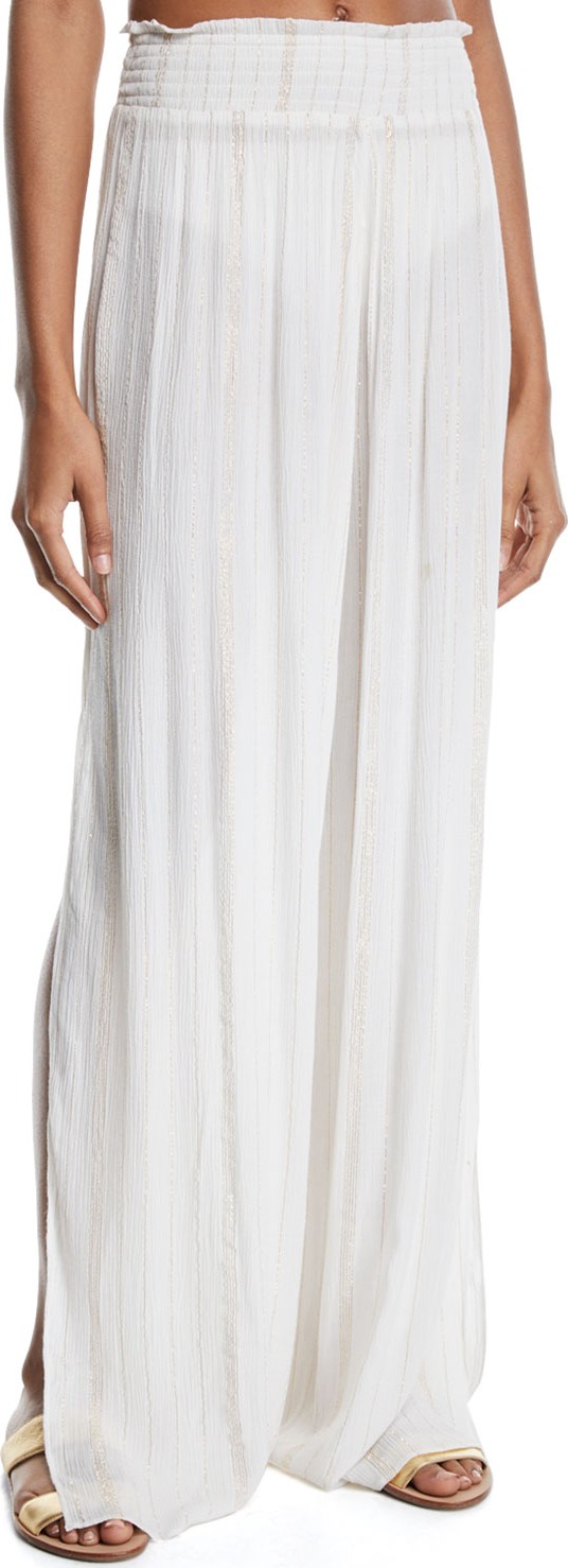 Ramy Brook Athena Striped Metallic Wide-Leg Pants