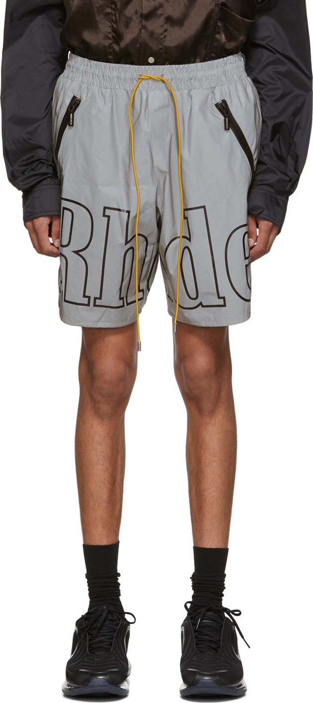 RHUDE Grey & Black Logo Shorts