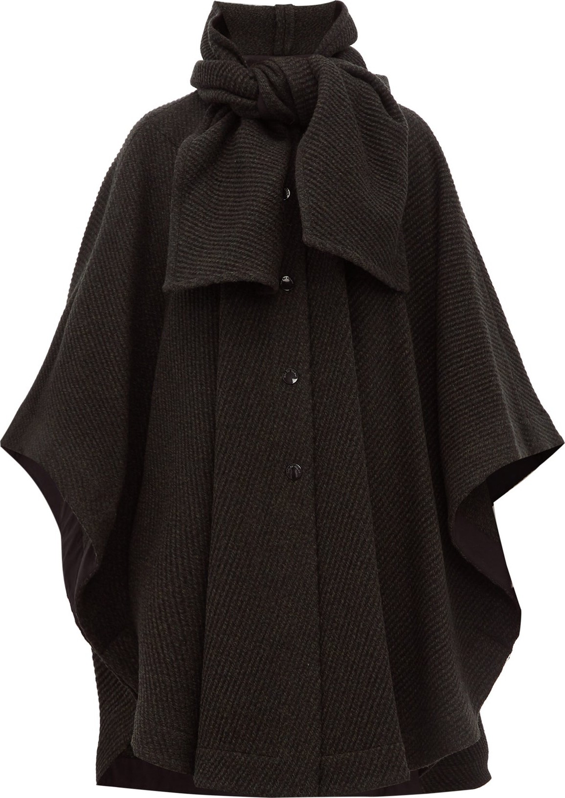See By Chloé Tie-neck ribbed wool-blend cape